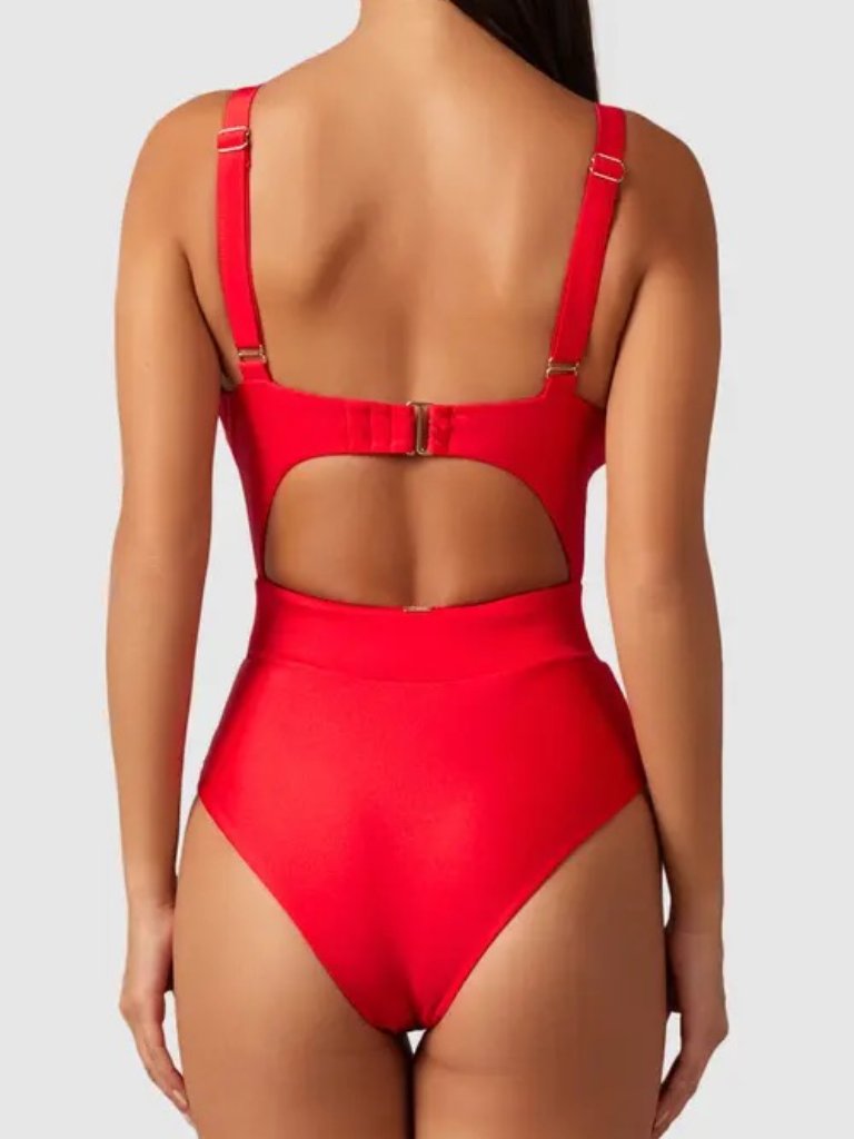 Mbm Swim Red Cutout One-Piece Swimsuit Size L — image 2 of 6